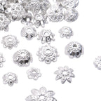 100 Gram(About 180-350pcs) Bead Caps Metal Spacers Jewelry Findings Accessories for Bracelet Necklace Jewelry Making,Silver