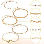 10pcs Adjustable Bracelet Chains with OT Toggle Clasp Lobster Clasps Alloy Bracelet Links with Rhinestone Extender Chains for Women DIY Jewelry Making Craft Supplies, 5 Styles