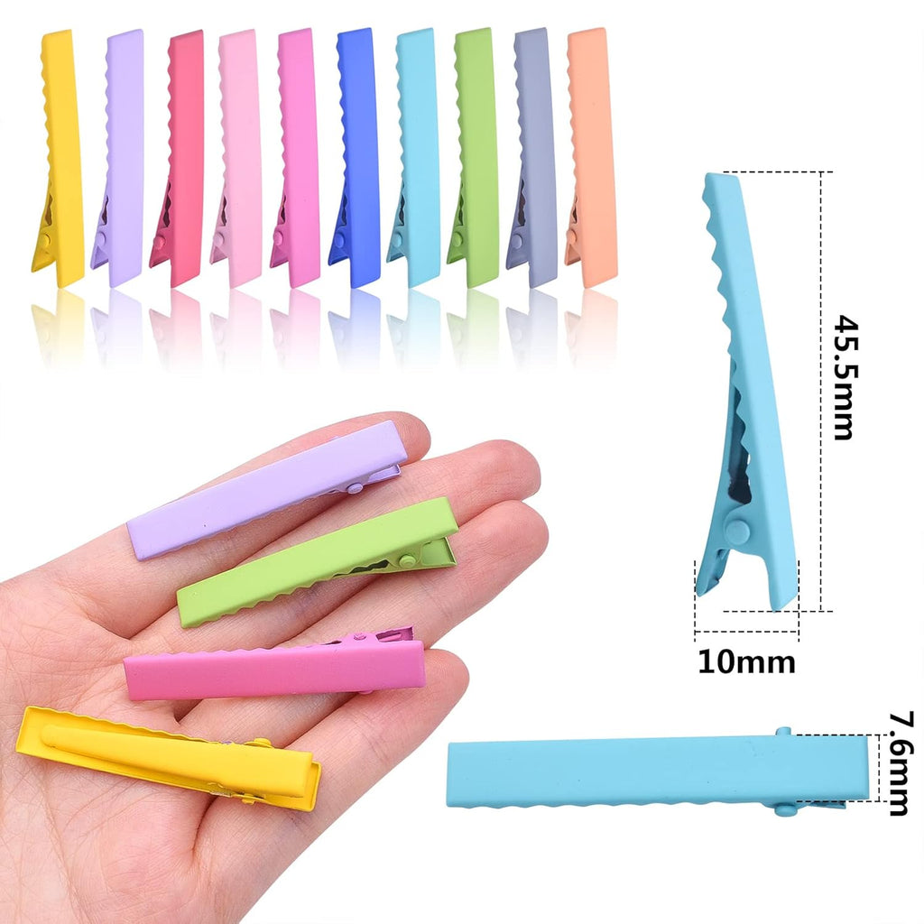 50pcs 10 Colors Alligator Hair Clips Metal Duck Bill Hairclips Single Prong Non-slip Hair Barrette Sectioning Hairpins for Women Salon Styling DIY Accessories