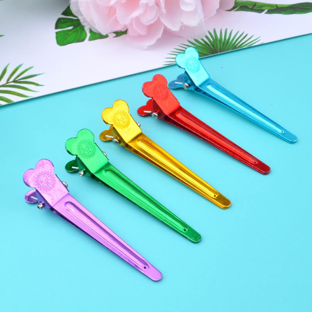 60pcs Mixed Colors Single Prong Hair Clips Metal Duck Bill Hairclips Alligator Curl Clips Styling Sectioning Hairpins for Women Makeup Hair Cutting Hairdressing Salon Tools