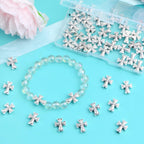 50pcs Antique Silver Cross Spacer Beads Tibetan Alloy Cross Crucifix Charm Beads with A Box Craft Supplies for DIY Jewelry Bracelet Jewelry Making, 13 mm × 11 mm