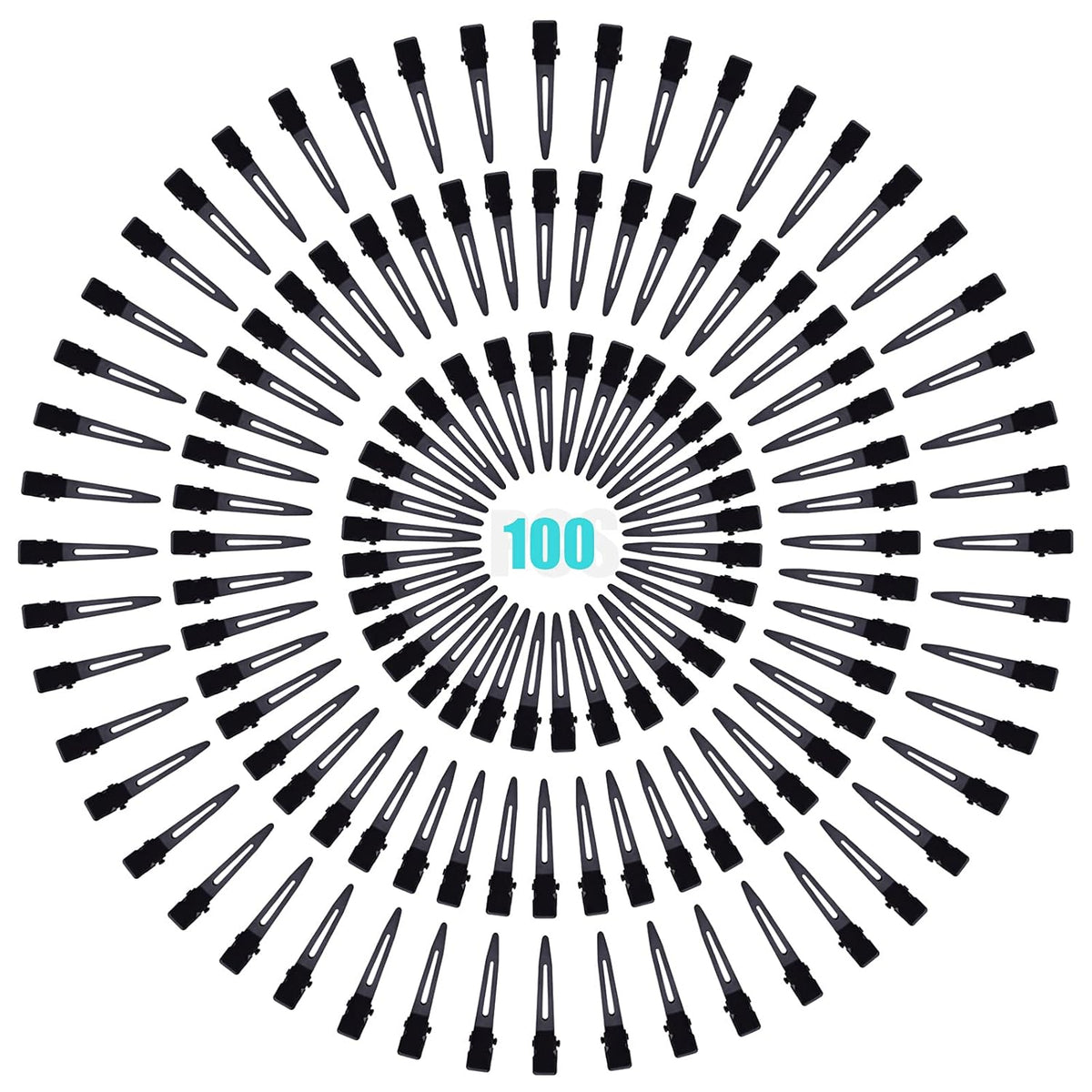 100pcs Black Single Prong Curl Clips Sectioning Clips Metal Alligator Hair Pins Styling Clips for Women Men Hair Extensions Salon Haircut, 4.5 cm x 0.8 cm