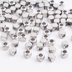 100pcs 3 mm Stainless Steel Cube Spacer Beads Tiny Slide Square Spacer Beads Smooth Handicraft Loose Beads for DIY Bracelet Necklace Earrings Jewelry Making, Hole: 1.5 mm