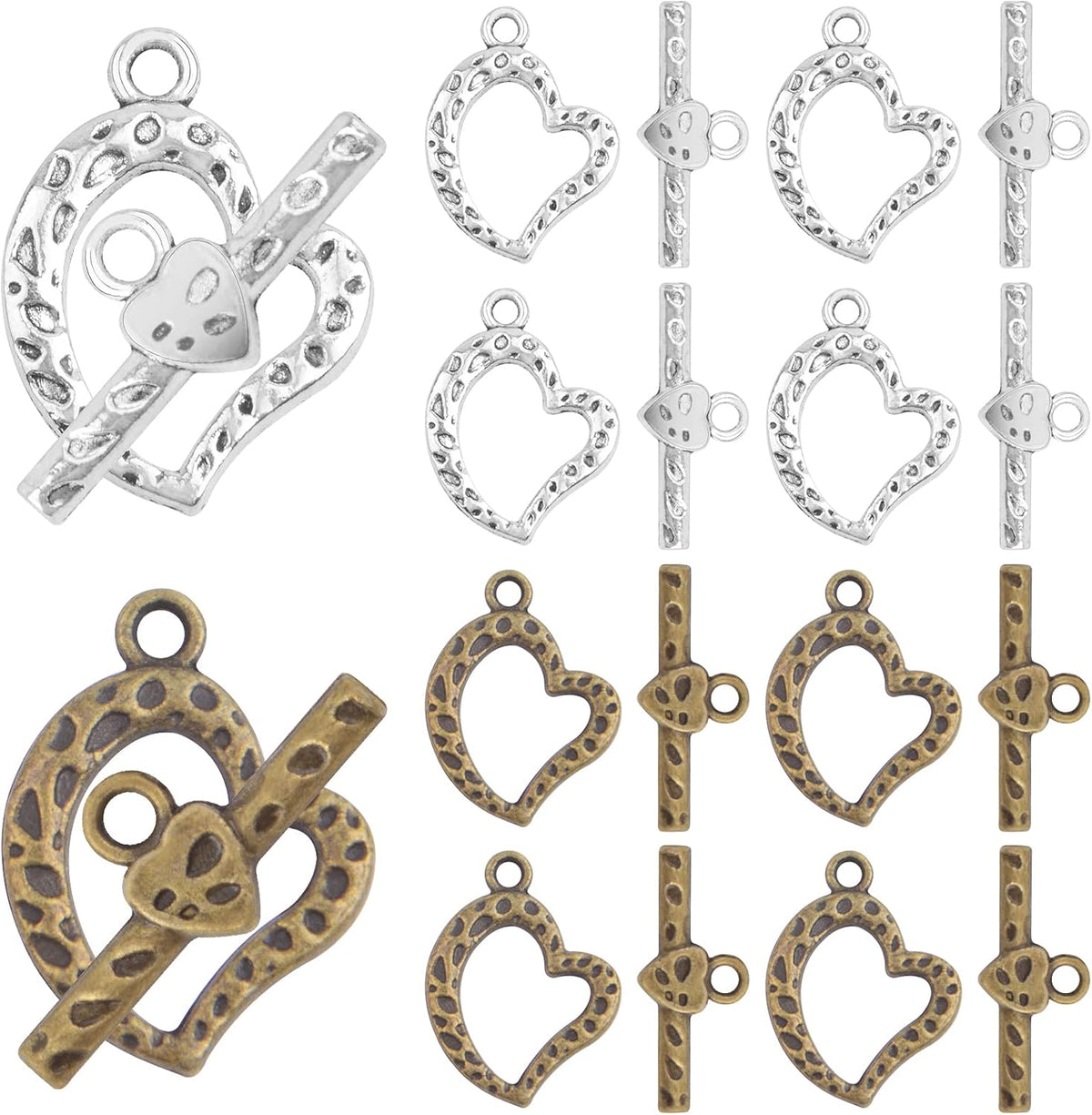 20 Sets Butterfly Bracelet Toggle Clasps T-Bar End Tibetan Closure Filled Fastener Hook Toggle Connectors for DIY Necklace Jewelry Craft Making, 2 Colors