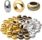 60pcs Rondelle Large Hole Spacer Beads Tibetan European Spacer Loose Hole Metal Beads for Necklace Bracelet Jewelry Making,10×6×5mm