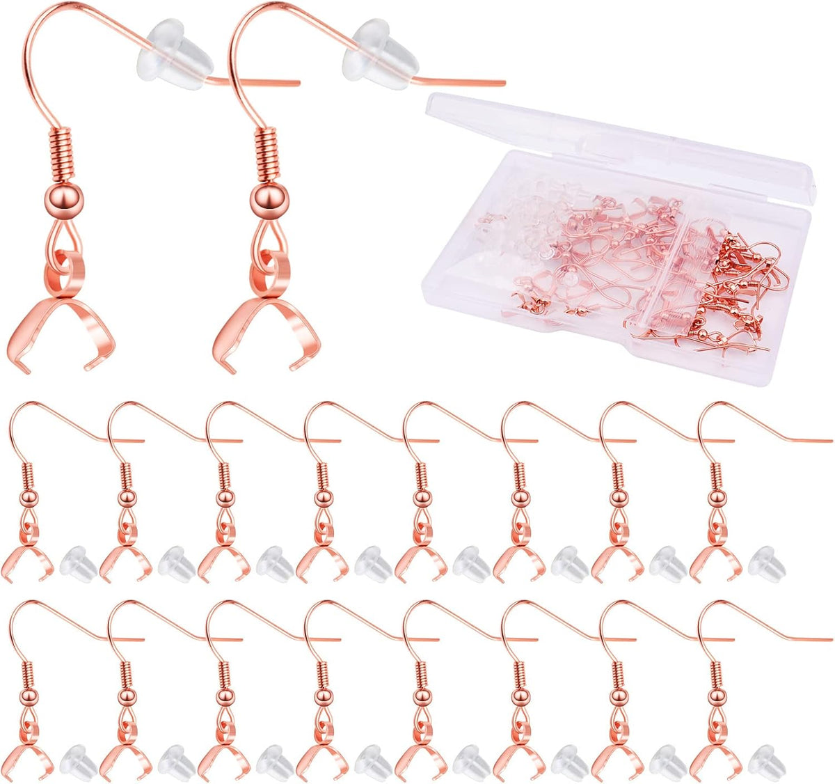 50pcs Hypoallergenic Earring Hooks - Stainless Steel Wire Ear Ball Hooks with Pendant Clasp for Jewelry Making Supplies