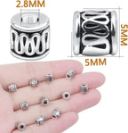100 Pieces Tibetan Silver Tube Spacer Beads Antique Alloy Loose Charm Beads Handmade Accessories for DIY Jewelry Making Crafting Party Favor Gifts, Hole: 2.8 mm