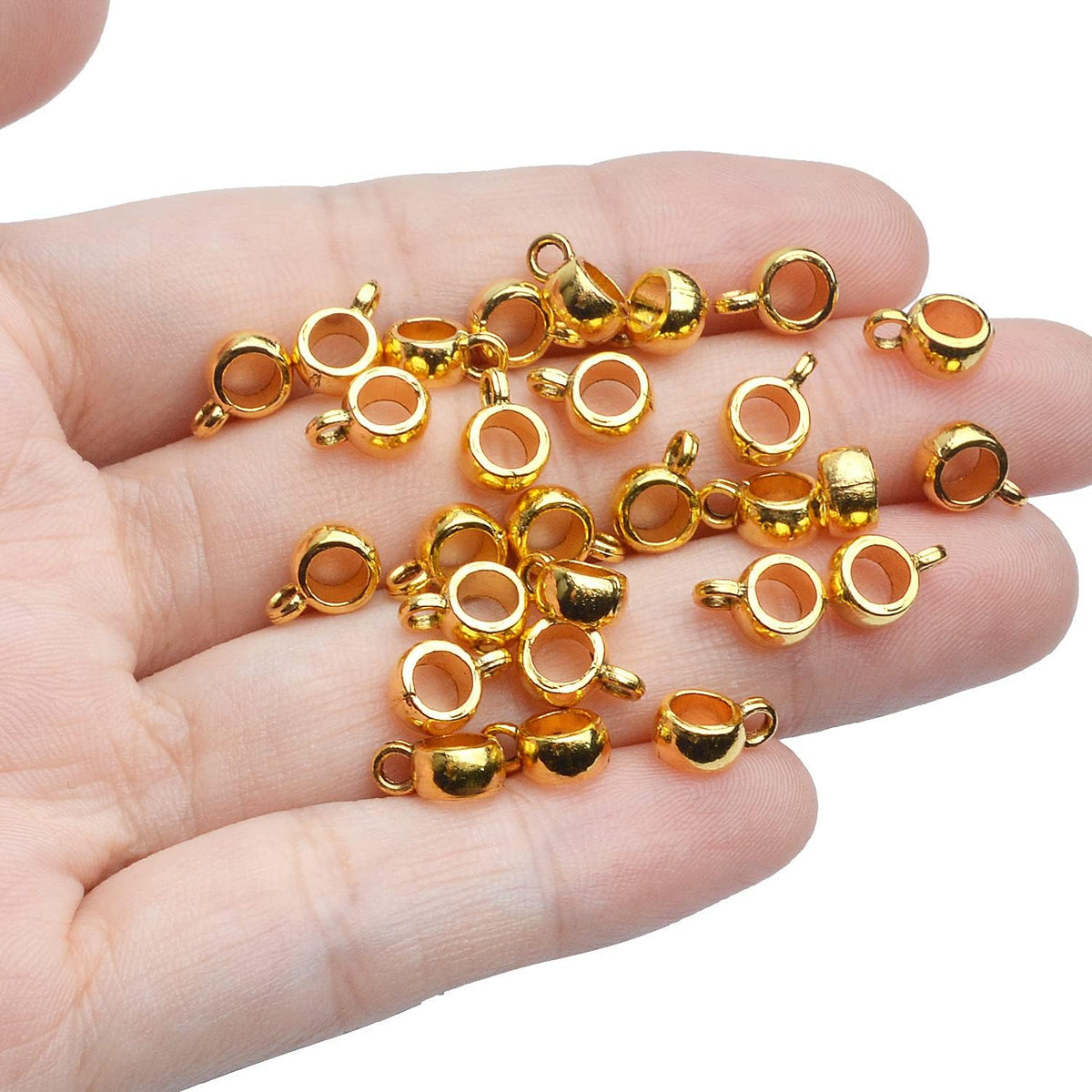Bail Tube Beads, 100pcs Antique Golden, 4mm Hole, Fit Snake Chain, European Charm Bracelet, Necklace