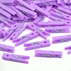 100 Pieces Mini Photo Clips Plastic Strong Springs Clothespins Decorative Craft Binder Clips for Hanging Picture Paper Scrapbooking Home Office Decor, Purple