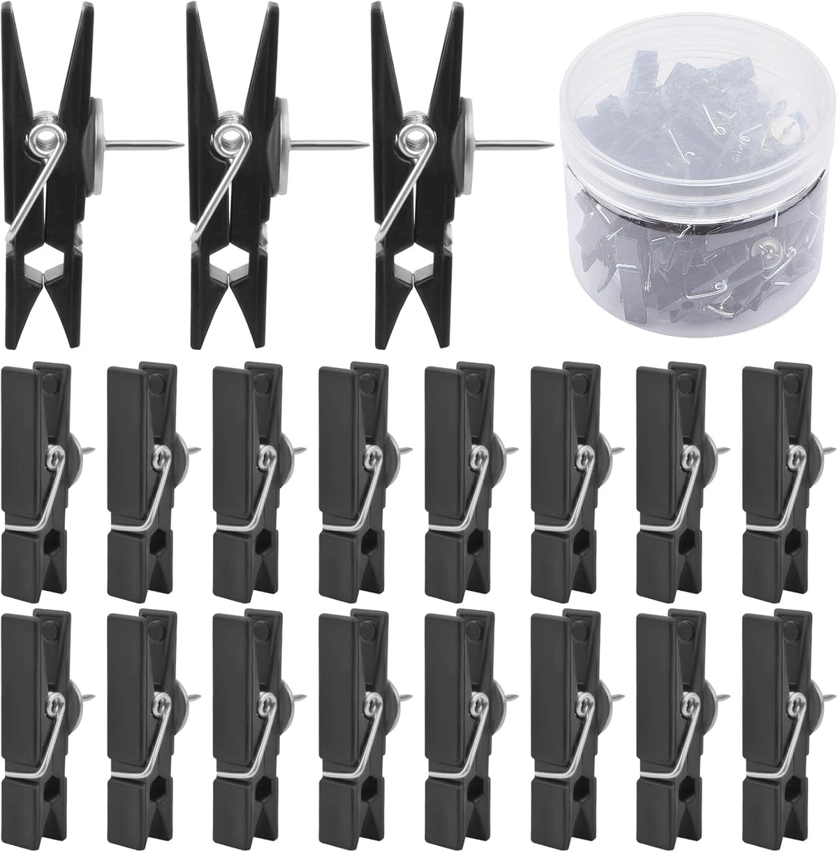 50 Pieces Push Pin Clips Plastic Push Pins Photo Clips Decorative Pins Thumbtack Paper Clips Pushpins for Cork Board Artworks Notes Craft Projects(Clear Color)