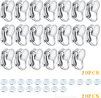 20pcs Clip-on Earring Converters Brass Round Flat Back Tray Earring Clips Components with Silicon Earring Pads for DIY Earrings Design Jewelry Making Findings, Gold and Silver
