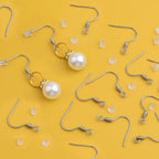 50pcs Stainless Steel French Earring Hooks Hypoallergenic Ear Wires Fish Hooks and 50pcs Clear Earring Backs Stoppers Kit for DIY Earrings Jewelry Making Findings