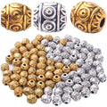 100pcs Barrel Spacer Beads Alloy Tibetan Beads Spacers Flower Spacer Bead Loose Beads Spacer Charm Beads for Jewelry DIY Bracelet Making and Crafting Accessory