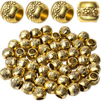 50pcs Tibetan Antique Gold European Large Hole Rondelle Spacer Beads Column Beads Jewelry Spacers for DIY Jewelry Making Crafts Supplies