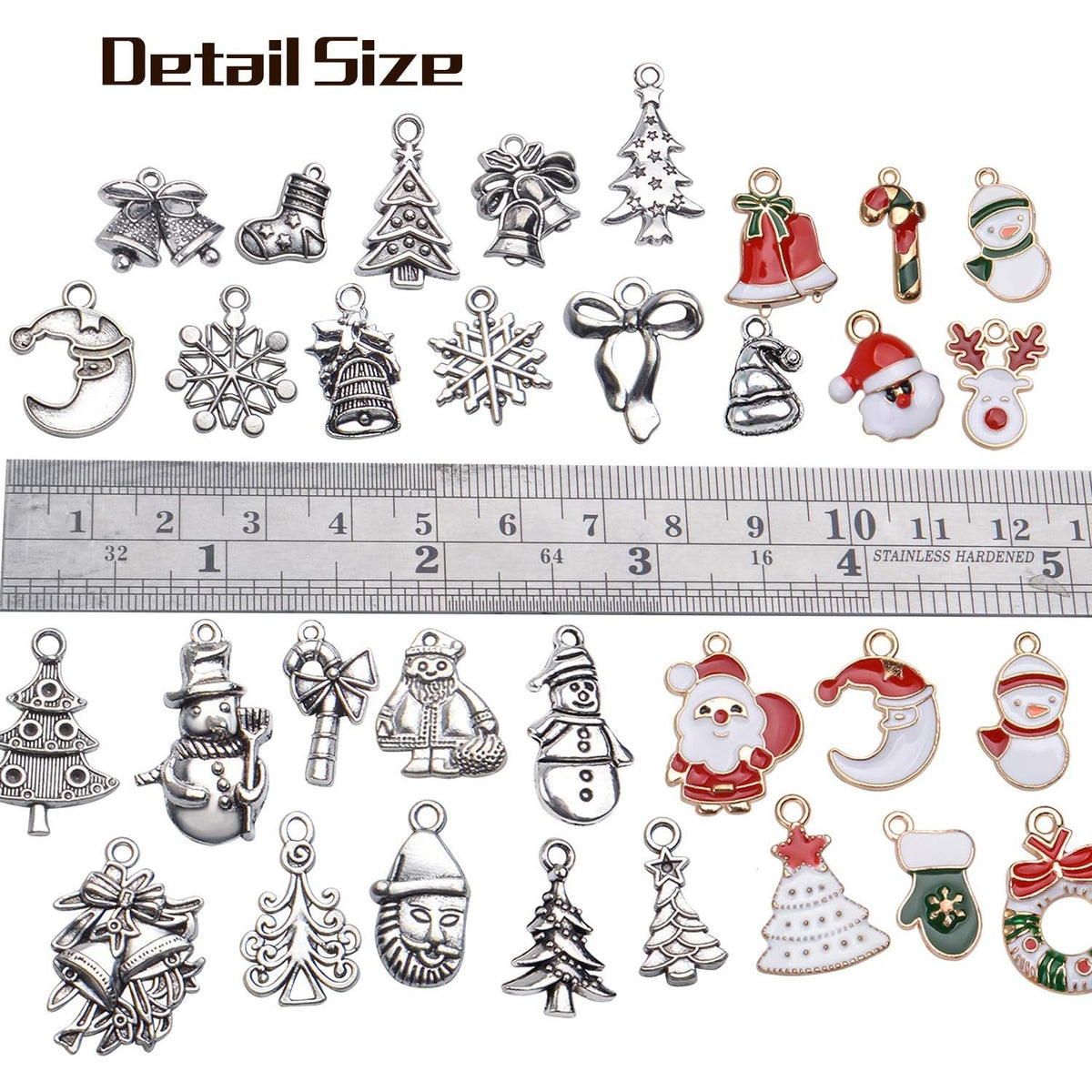 70 Pieces Christmas Charms Pendants Enamel Alloy Christmas Snowflake Tree Snowman Stocking Bell Deer Charms for DIY Earrings Necklace Bracelet Jewelry Making