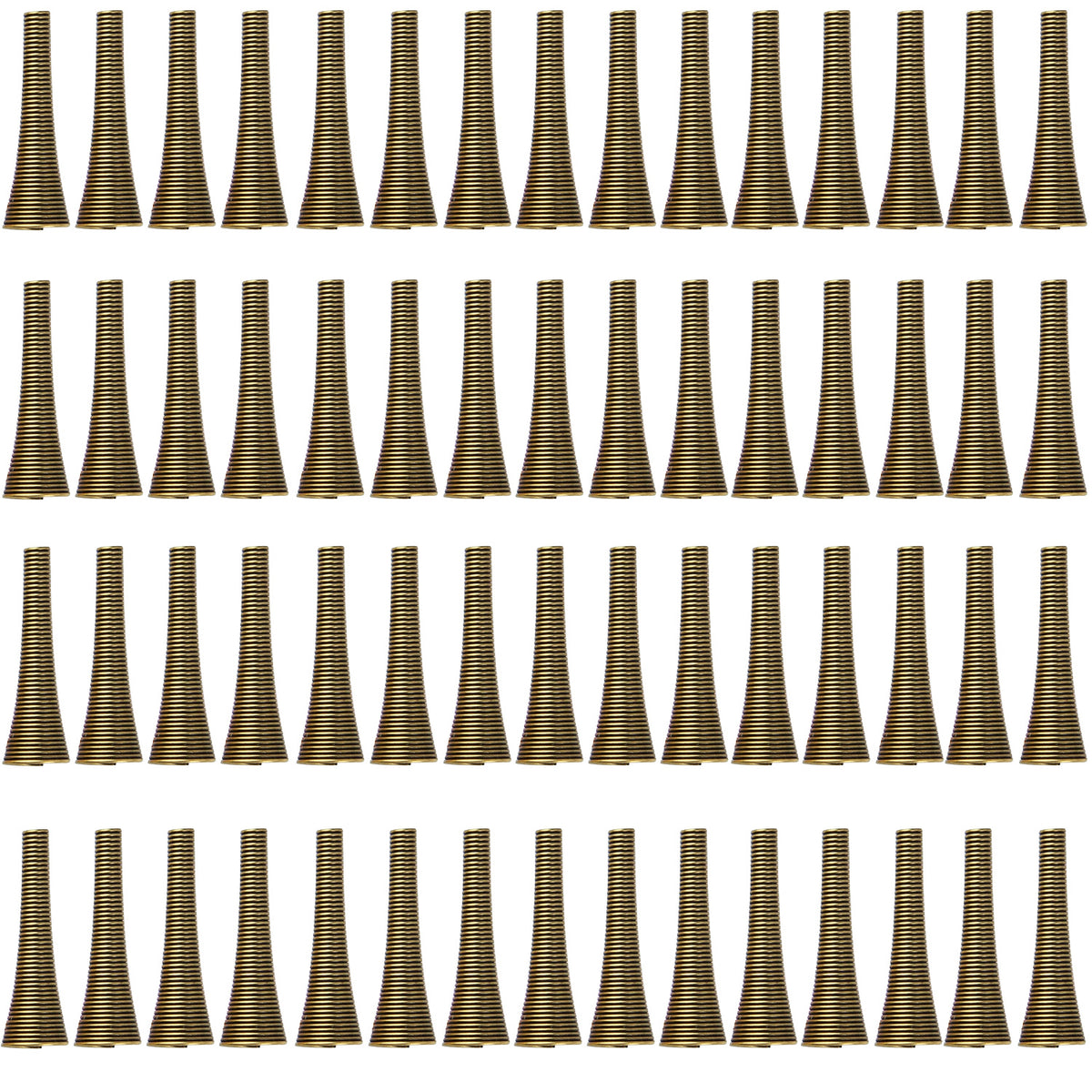 60pcs 30 mm Long Spring Cone Bead Caps Alloy Trumpet Shape Wrap Coil Spring Beads Stoppers for DIY Earrings Tassel Crafts Jewelry Making Supplies Accessories, 5 Colors