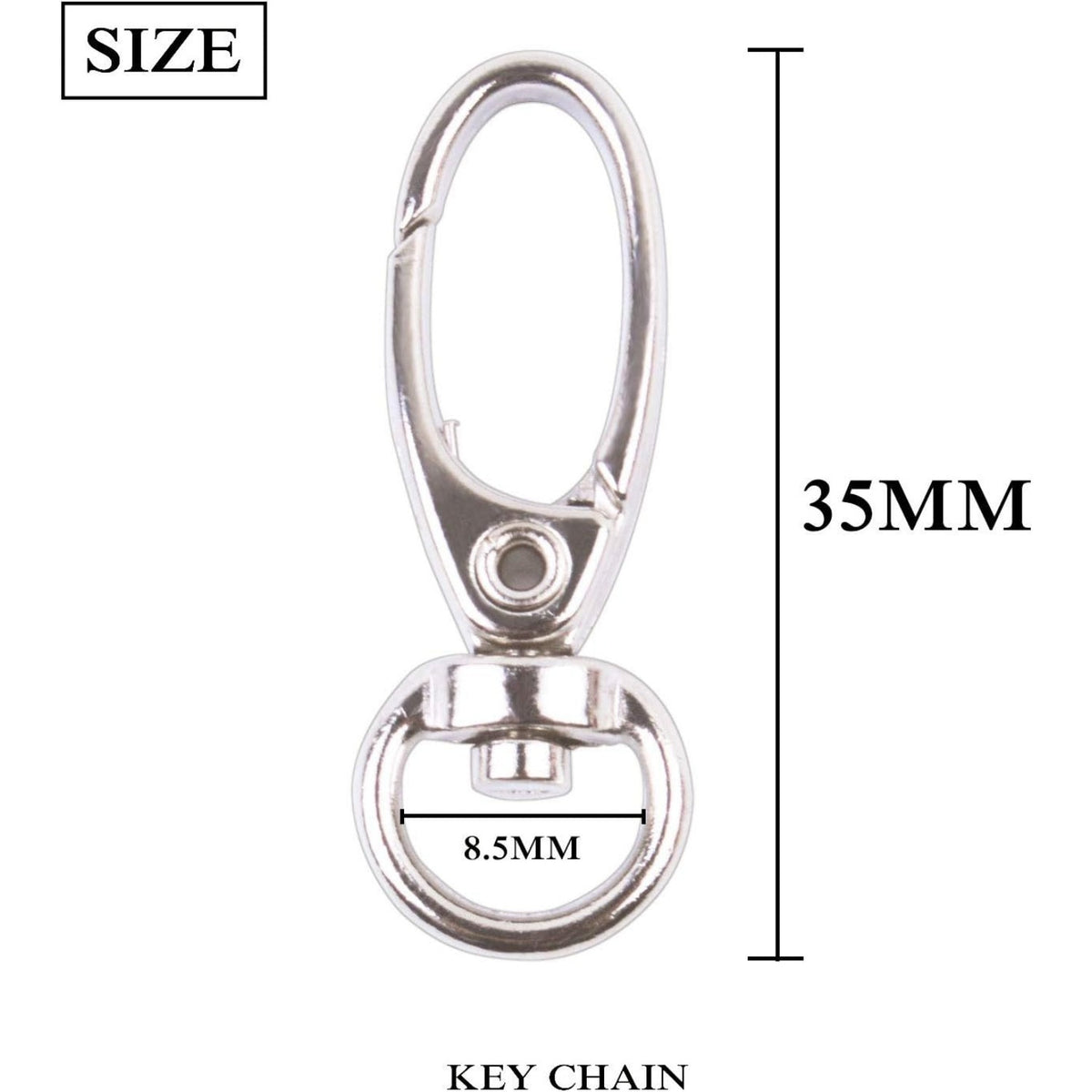 BronaGrand Pack of 50 D Swivel Trigger Clips Hooks Metal Key Ring Lobster Clasps