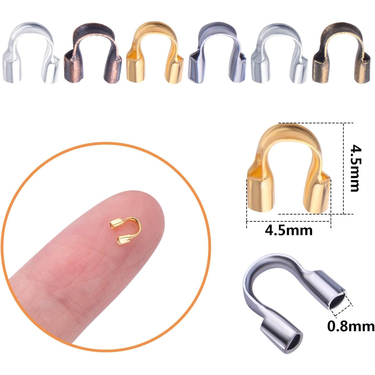 600pcs Wire Guardian U-Shaped Wire Guard Loops Wire Cable Thread Protectors with a Box Accessories for DIY Craft Earring Bracelet Necklace Jewelry Making, 6 Colors