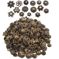 100 Gram(About 150-250pcs) Bali Style Jewelry Making Metal Bead Caps Deluxe New Mix,Bronze