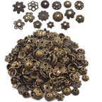 100 Gram(About 150-250pcs) Bali Style Jewelry Making Metal Bead Caps Deluxe New Mix,Bronze