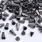 100 Gram (About 110-150pcs) Assorted Styles Cone Bead Caps Tibetan Alloy Flower Spacer Bead Caps Tassel End Caps for DIY Crafts Jewelry Making Supplies, Gun Black