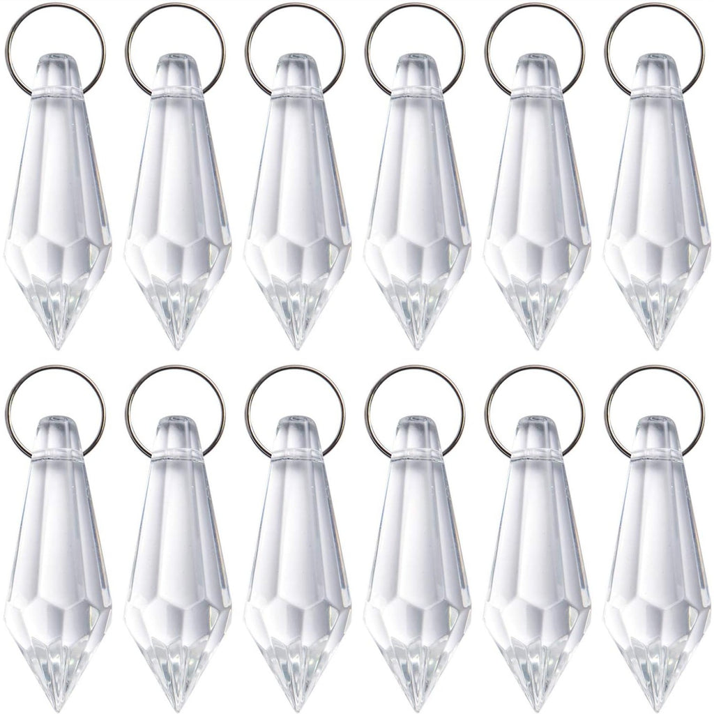 Crystal Glass Beads Drops, 30Pcs 38mm Chandelier Crystal Pendants Drops Clear Glass Beads Connected with 100pcs 14mm Stainless Jump Rings for Wedding Party Christmas Decoration