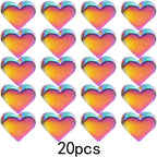 20pcs Cute Heart Shape Spacer Beads Alloy Heart Loose Charm Beads Handmade Accessories for DIY Necklace Earrings Jewelry Making Valentine's Day, Rainbow Color