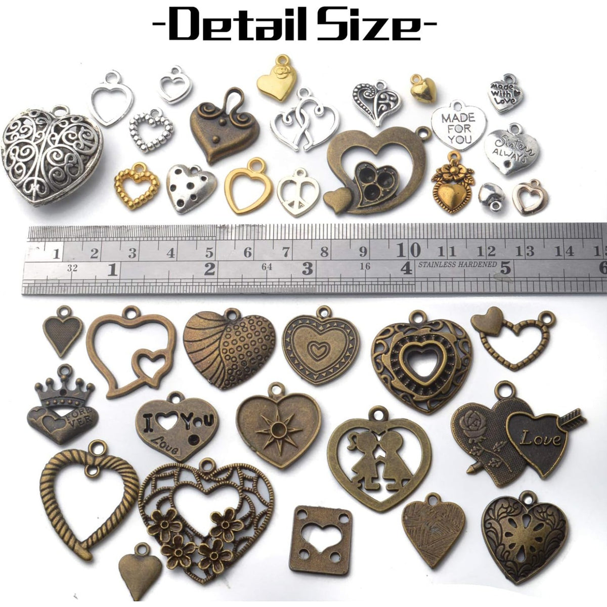 100g Heart Shape Charm Alloy European Style Heart Love Charms Jewelry Charms Pendant for DIY Necklace Bracelet Jewelry Crafts Making Supplies