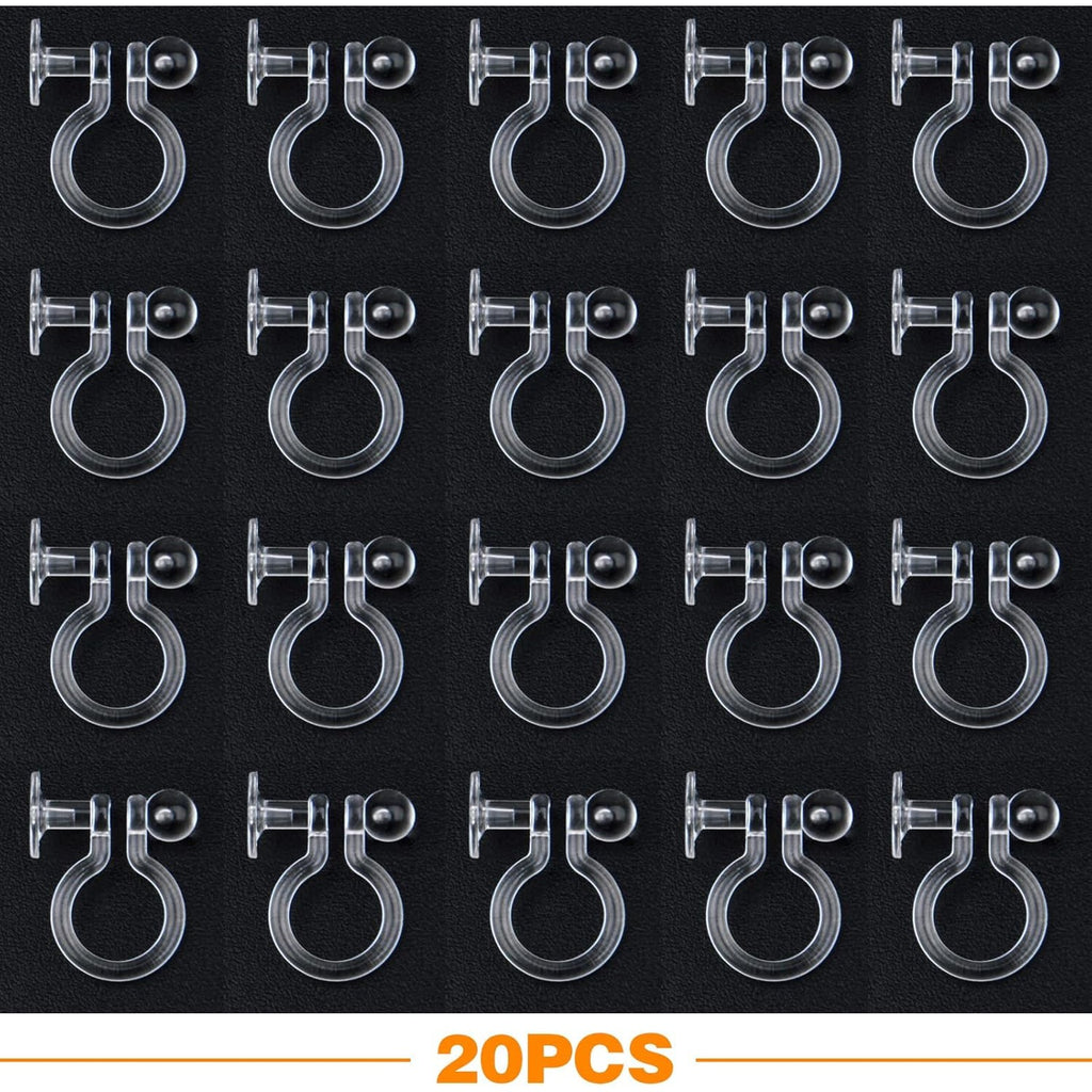 20 Pieces Clear Clip-on Earring Converters Resin Earring Finding Components for Non Pierced Ears DIY Earring Jewelry Making, 12x10mm