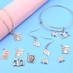 60 Pieces Small Book Charms Metal Notebook Diary Pendants Charm for Bracelet DIY Necklace Keychain Jewelry Making, 6 Styles,Antique Silver