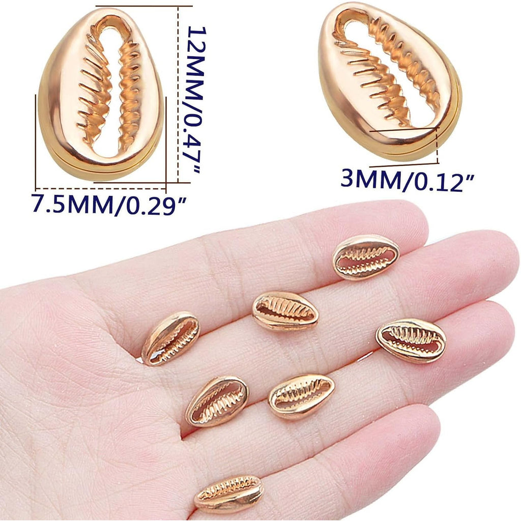 60pcs Golden Plated Seashells Tooth Pendant Charms Alloy Simulation Shell Teeth Bead Charms Accessories for DIY Bracelets Necklaces Crafts Jewelry Making