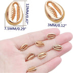 60pcs Golden Plated Seashells Tooth Pendant Charms Alloy Simulation Shell Teeth Bead Charms Accessories for DIY Bracelets Necklaces Crafts Jewelry Making