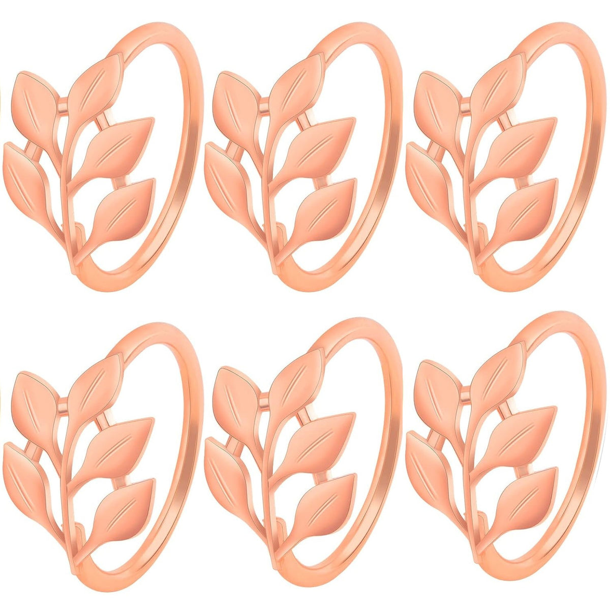 6 Pieces Leaf Napkin Rings Set Metal Napkin Holder Ring Buckles Napkin Band Adornment Dining Table Setting for Wedding Christmas Party Banquet Dinner Decor, 3 Colors