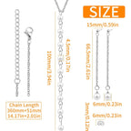 1pcs Stainless Steel Pearls Pendant Necklace and 1 Pair Long Tassel Pearl Dangle Earring Studs Jewelry Set for Women Brides Bridesmaids Birthday Wedding Gifts