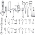 60pcs 10 Styles Antique Silver Mixed Home Tool Charms Tibetan Alloy Scissor Hammer Axe Wrench Kitchen Knife Pendants Living Tools Daily Supplies for DIY Jewelry Making Crafting