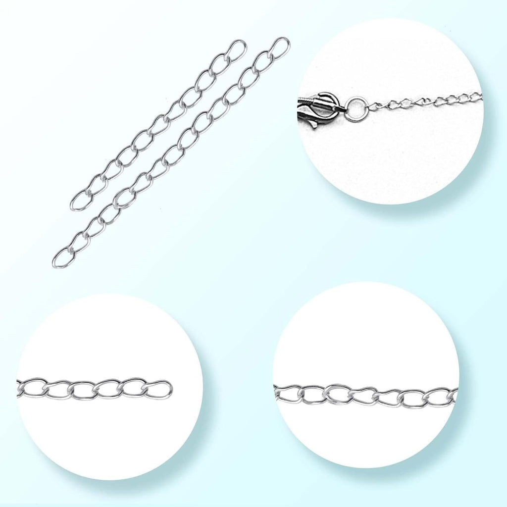 200 Pieces 2 Colors Metal Necklace Extenders Bracelet Anklet Chain Extensions for DIY Jewelry Making Valentine's Day Birthday Gifts, 5 cm / 7 cm