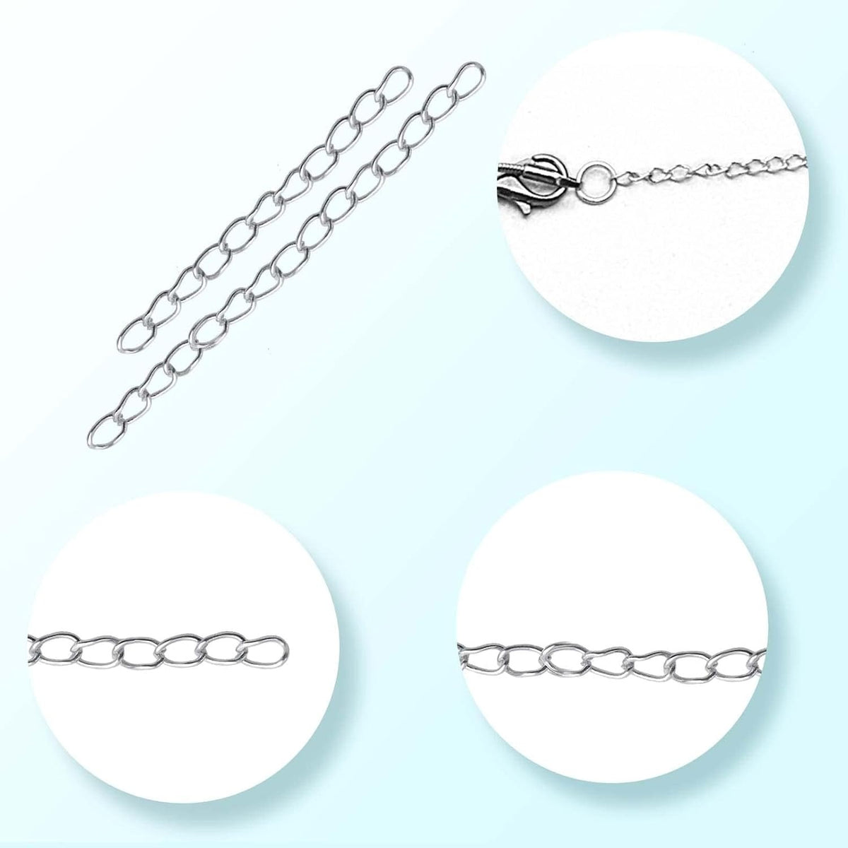 200 Pieces 2 Colors Metal Necklace Extenders Bracelet Anklet Chain Extensions for DIY Jewelry Making Valentine's Day Birthday Gifts, 5 cm / 7 cm