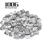 100g (About 70-120pcs) Antique Silver Spacer Beads Mixed Small Tibetan Loose Beads for Bracelet Necklace Jewelry Making,5-12mm