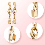 20pcs Golden Lobster Claw Clasps with Cord Ends Metal Leather Cord End Caps Fold Over Crimp End Tips Connector with a Plastic Box for DIY Necklace Bracelets Jewelry Making