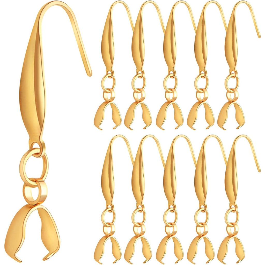 30pcs Gold Plated Stainless Steel Earring Hooks Hypoallergenic Ear Wire Buckle Fish Hooks with Pendant Clasp for DIY Dangle Earrings Jewelry Making Wedding Christmas Party Favor