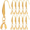 30pcs Gold Plated Stainless Steel Earring Hooks Hypoallergenic Ear Wire Buckle Fish Hooks with Pendant Clasp for DIY Dangle Earrings Jewelry Making Wedding Christmas Party Favor