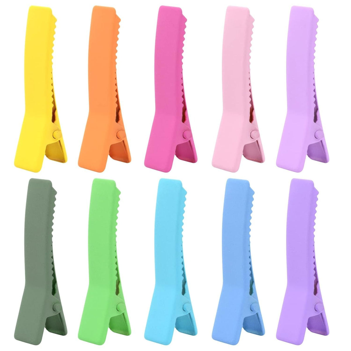 50pcs Colorful Alligator Duckbill Hair Clips Alloy Double Prong Curl Clips Sectioning Hairclips Non-slip Hairpin Barrettes for Women Hair Extensions Salon DIY Accessories