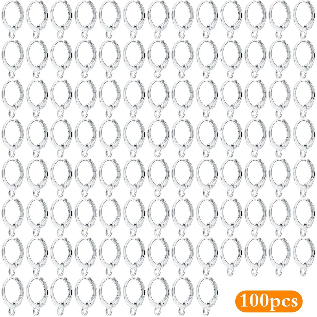 Hypoallergenic Earring Hooks, 120 Pieces Brass Lever Back Earring Round French Hook Ear Wire with Open Loop for Earring Designs Jewelry Making - 4 Colors