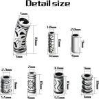 100g (About 80-150pcs) Assorted Column Spacer Beads Tibetan Silver Tube Beads for Bracelet Necklace Jewelry Making Crafts DIY,7 Styles,4-16mm