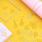 100 Pieces Hollow Frame Honeycomb Charms Alloy Blank Open Back Bezel Pendants Charms for DIY Necklace Bracelet Jewelry Making Resin Crafts, 2 Colors