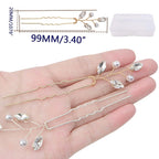 6pcs Pearl Rhinestone Hairpins Clips U-shaped Pearl Embellished Bobby Pins Headpiece Bridal Hair Accessories with a Plastic Box for Women Bride Bridesmaid Wedding Birthday, 2 Colors