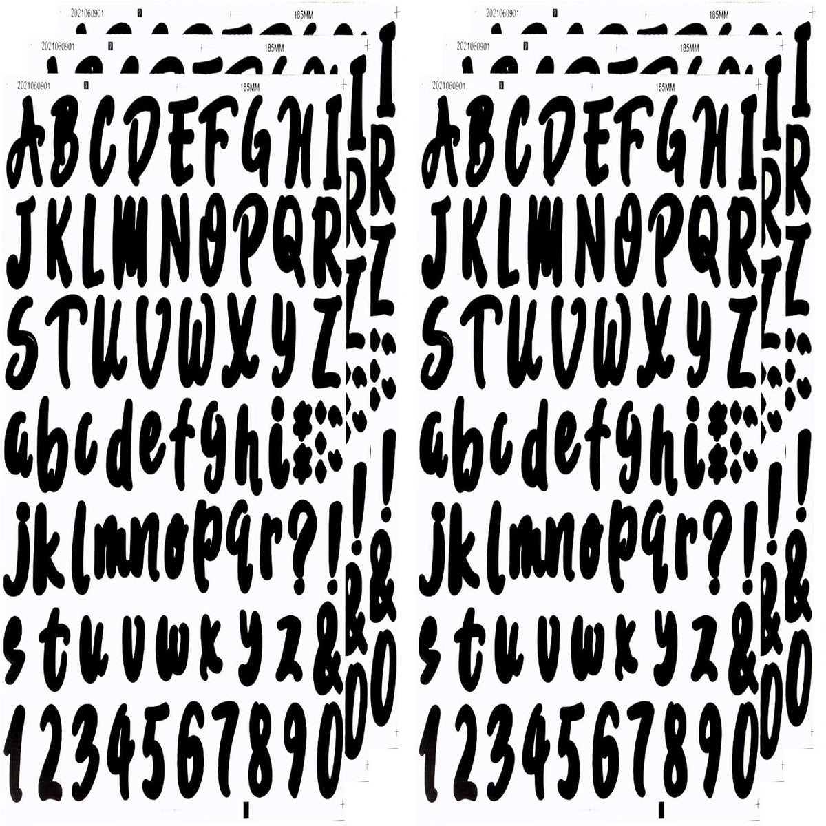 6 Sheets Self-Adhesive Vinyl Letters Numbers Kit, Alphabet letter Stickers Mailbox Numbers Sticker Decals for Sign, Notebook, Door, Containers, Business, Address Number, Jar Labels (White, Black)