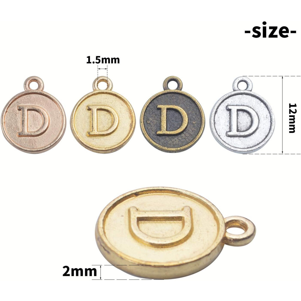 4 Sets(104 pcs) Alloy A-Z Initial Alphabet Letter Mixed Charms Pendants for DIY Jewelry Making,Bracelet and Crafting