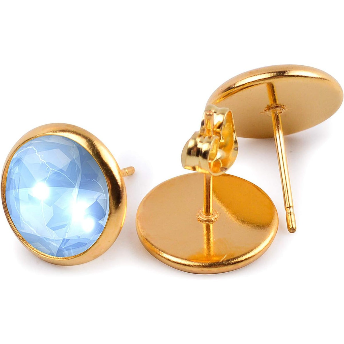40 Pieces Stainless Steel Stud Earring Cabochon Setting Post Cup for 10mm and 40 Pieces Earring Safety Backs, Gold Color