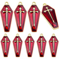 20 Pieces Red Enamel Cross Charms Halloween Theme Coffin with Cross Dangle Pendants for DIY Bracelet Necklace Jewelry Making Party Decor